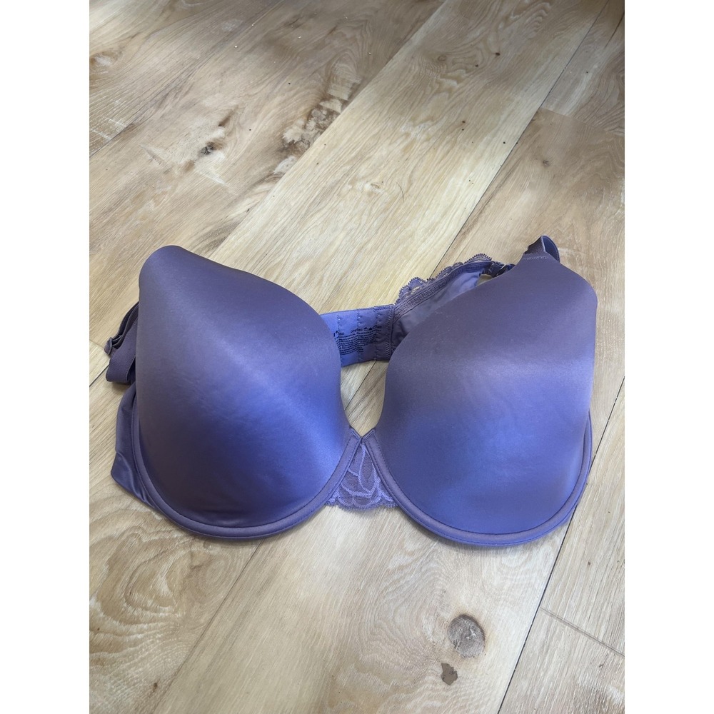 Bali Bra Womens 38D Purple T Shirt Underwire Lightly Lined Seamless Lace Stretch